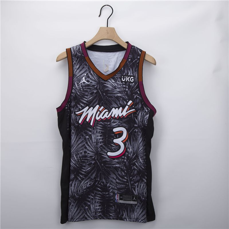 Men Miami Heat #3 Wade black Fashion 2021 NBA Jersey